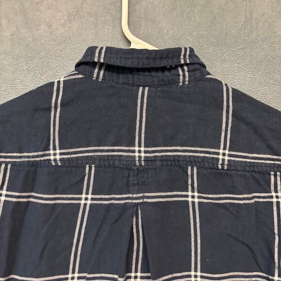 H&M Navy Plaid Button Down Casual Shirt Women’s Size 2 Cotton Rockabilly Country - Picture 7 of 8